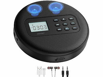 MP3 Player: auvisio Tragbarer CD-Player mit Akku, Lautsprecher, Bluetooth, USB-Player, 5 W