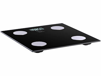 newgen medicals 17in1-Körperanalysewaage aus Glas, BT, App für iOS & Android, 180 kg