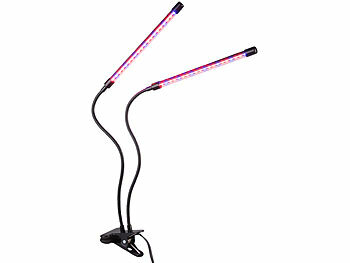 Lunartec 2er-Set Vollspektrum-LED-Pflanzenlampe m. 2 beweglichen Schwanenhälsen