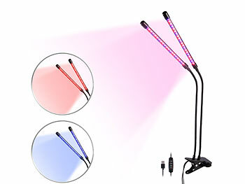 Lunartec 2er-Set Vollspektrum-LED-Pflanzenlampe m. 2 beweglichen Schwanenhälsen