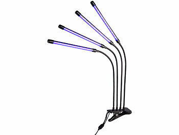 Lunartec 4er-Set Vollspektrum-LED-Pflanzenlampe m. 4 beweglichen Schwanenhälsen