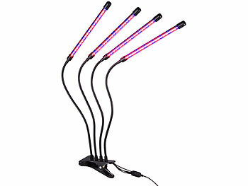 Lunartec 4er-Set Vollspektrum-LED-Pflanzenlampe m. 4 beweglichen Schwanenhälsen