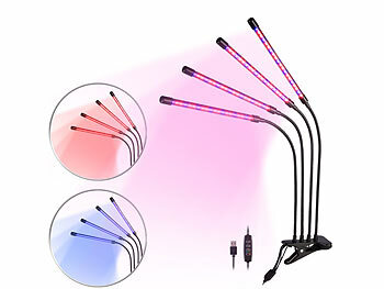 Lunartec 4er-Set Vollspektrum-LED-Pflanzenlampe m. 4 beweglichen Schwanenhälsen