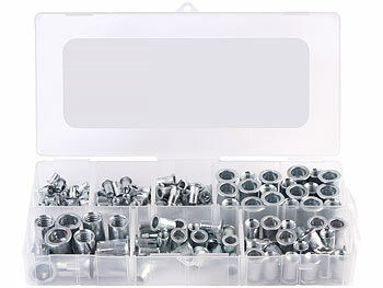 AGT 250-teiliges Edelstahl-Nietmuttern-Sortiment, Größen M3 bis M12 