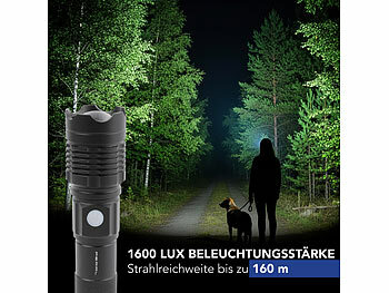 KryoLights Wiederaufladbare LED-Taschenlampe, Aluminium, 800 lm, 10 W, 1.200 mAh 