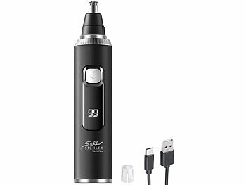 Nasenhaarschneider: Sichler Beauty 2in1-Akku-Nasen- und Ohrenhaar-Trimmer mit Schutzkappe, 120 Min., IPX6 