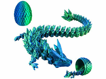 Spiuel-Ei: Playtastic 3D-gedrucktes Drachenei mit Drachenfigur, blau/grün, 28,5 cm 