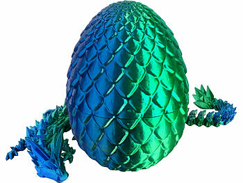 Playtastic 3D-gedrucktes Drachenei mit Drachenfigur, blau/grün, 28,5 cm 
