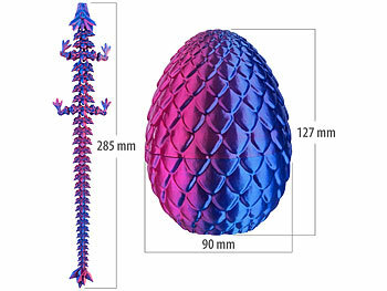 Playtastic 3D-gedrucktes Drachenei mit Drachenfigur, blau/violett, 28,5 cm 