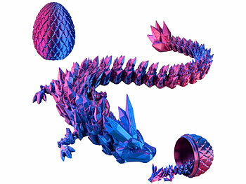 Spiuel-Eier: Playtastic 3D-gedrucktes Drachenei mit Drachenfigur, blau/violett, 28,5 cm 