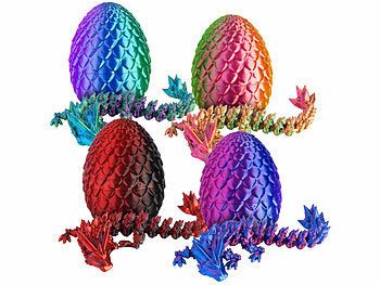 bewegliche Drachenfigur: Playtastic 4er-Set 3D-gedruckte Dracheneier mit Mini-Drachenfiguren, 12,7 cm 
