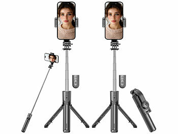 Kamera Stativ Mini: Somikon 2er-Set ultrakompakte 2in1-Smartphone-Stative & Selfie-Sticks 