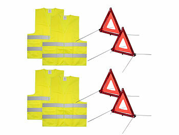 Kfz-Pannensets: Lescars 4er-Set Kfz-Notfallset mit Warnweste und Warndreieck, reflektierend