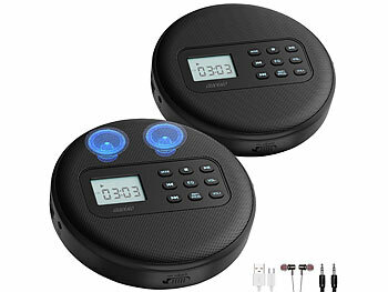 tragbarer CD Player MP3: auvisio 2er-Set tragbare CD-Player mit Akku, Lautsprecher, Bluetooth, USB, 5 W