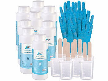 Harz und Härter: AGT 4er-Set Epoxidharz, transparent, 1000 ml, inkl. Zubehör