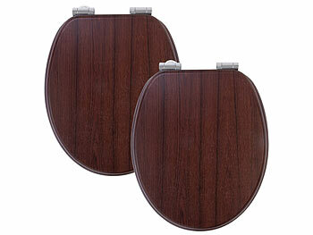 WC Sitz mit Deckel: BadeStern 2er-Set WC-Sitze mit Absenkautomatik, Dunkelholz-Optik