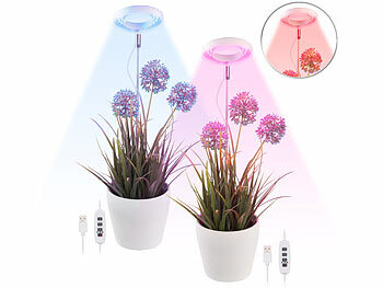 Pflanzenlicht LED Grow: Lunartec 2er-Set Höhenverstellbare Vollspektrum-LED-Pflanzenlampe mit 48 LEDs