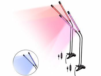 Kräuter Pflanzenlampe: Lunartec 2er-Set Vollspektrum-LED-Pflanzenlampe m. 2 beweglichen Schwanenhälsen