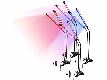 Pflanzenlicht LED Grow: Lunartec 4er-Set Vollspektrum-LED-Pflanzenlampe m. 2 beweglichen Schwanenhälsen 