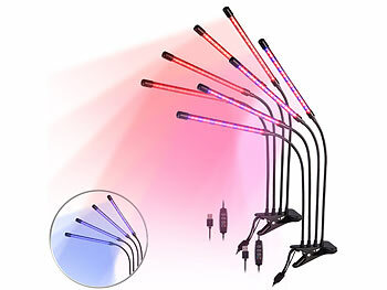Kräuter Pflanzenlampen: Lunartec 2er-Set Vollspektrum-LED-Pflanzenlampe m. 4 beweglichen Schwanenhälsen