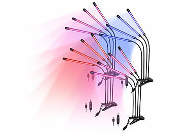 dimmbare Pflanzenlampen: Lunartec 4er-Set Vollspektrum-LED-Pflanzenlampe m. 4 beweglichen Schwanenhälsen