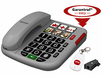 simvalley Senioren-Notruf-Telefon, Garantruf Easy, SOS-Taster, inkl. TAE-Adapter