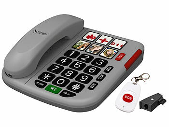 simvalley Senioren-Notruf-Telefon, Garantruf Easy, SOS-Taster, inkl. TAE-Adapter