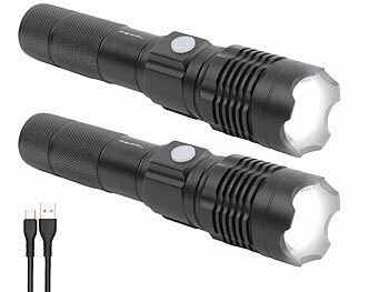 Arbeitsleuchte: KryoLights 2er-Set wiederaufladbare LED-Taschenlampen,Aluminium,800lm,10W,1200mAh 