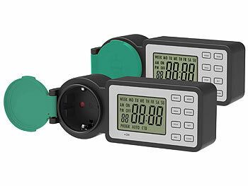 Steckdosen-Zeitschalter: revolt 2er-Set Outdoor-Zeitschaltuhren, programmierbare Zeiten, minutengenau 