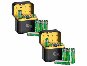 Akku AA Ladegerät: tka 16er-Set Li-Ion-Akkus Typ AA, 2 USB-C-Ladeboxen, 3.000mWh, Ladeanzeige 