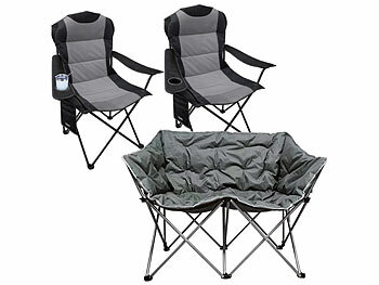 Semptec Bequemer Campingstuhl: 3er-Set faltbare Campingstühle mit Arm- und Rückenlehne, bis 300 kg (Gepolsterter Campingstuhl)