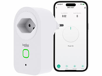 Alexa Smart Steckdose: Luminea Home Control WLAN-Steckdose mit Stromverbrauchsmesser, Zeit- & Sprachsteuerung, 10A 