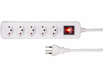 Multistecker: revolt Schaltbare 5-fach-Steckdosenleiste, 140 cm, weiß