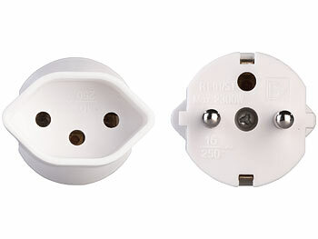 Adapter Schweiz: revolt 2er-Set Fixadapter, Schuko-kompatibel, auf Schweizer Buchse, 230 V