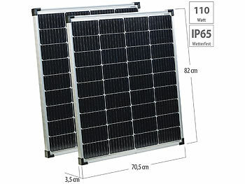 Solarzellen mobil: revolt 2er-Set Mobiles monokristallines Solarpanel, 110 W, MC4-komp., IP65