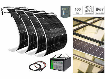 (0% MwSt) Solaranlagen-Set: MPPT-Laderegler, 4x 100W-Solarmodul, 2  LiFePo4-Akkus