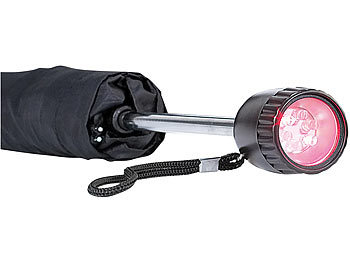 PEARL Mini-Regenschirm (1 Meter) mit integrierter 6-fach LED-Leuchte