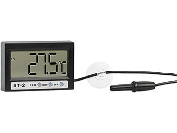 infactory Digitales Aquariums-Thermometer mit LCD-Uhr