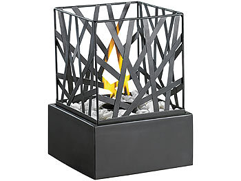 Tisch-Dekofeuer Indoor-Feuerkorb Edler Metall Dekorations-Kamin mit Steingarten 