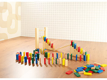 Domino Rallye 490 Teile Dominosteine aus Holz Dominospiel für Kinder ab 3 Jahre 