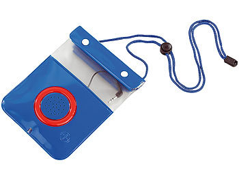 Wasserdichte Handytasche: Somikon Wasserdichte Lautsprecher-Tasche für Player bis 110x125 mm