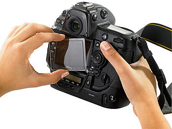 Displayschutz für Kamera: Somikon Glasklares selbsthaftendes Schutzcover für 2,5"-Kameradisplays