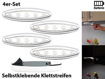 Lampen zum Kleben: Lunartec Stick-&-Push-Light "Silver Giant" 4er-Set