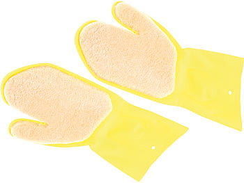 Küchen Arbeitshandschuh: PEARL Handschuhe mit Polier-Pad aus Acryl, rechts- & linkshändig
