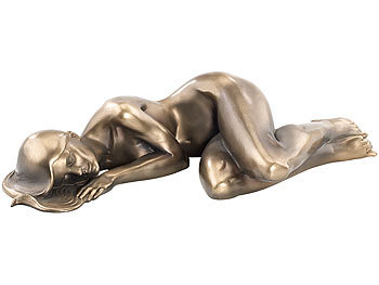 Carlo Milano Liegende Frauen-Statuette, Kunstharz-Guss in Bronzeoptik