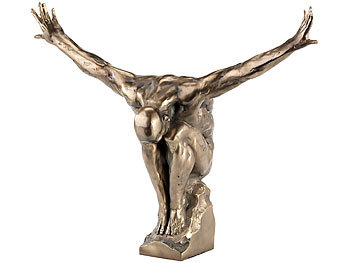 Carlo Milano Männliche Athleten-Statuette, Kunstharz-Guss, Bronzeoptik