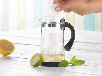 Teekanne mit Automatik Teesieb für Eiswürfel, ideal für Wasserkocher Borosilikatglas durchsichtige