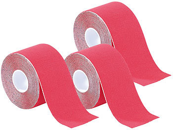 Rheuma-Pflaster-Bänder: newgen medicals Kinesiologie-Tape aus Baumwollgewebe, 3er-Set, rot