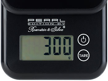PEARL Kompakte Digitalwaage mit Touchbedienung für Küche und Büro, bis 3 kg