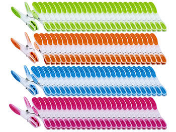 Waescheklammer: PEARL Extra starke Wäscheklammern mit Soft-Grip, 200 Stück, in 4 Farben